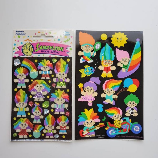 Vintage Sandylion Prismatic / Kromekote Troll Maxi Sticker Sheet Rare Last One!!