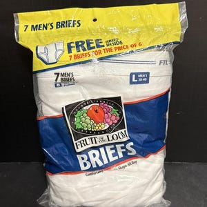 Fruit of the Loom White Briefs 7 Pack Size L 38-40 1997 Cotton Sealed Vintage