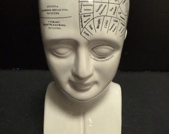 Preowned Phrenology By L. N. Fowler 8” Ceramic Head Bust Bank Mental Traits Personality