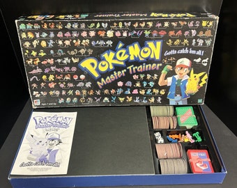 Preowned Pokemon Master Trainer Board Game Milton Bradley Hasbro 100% Complete 1999