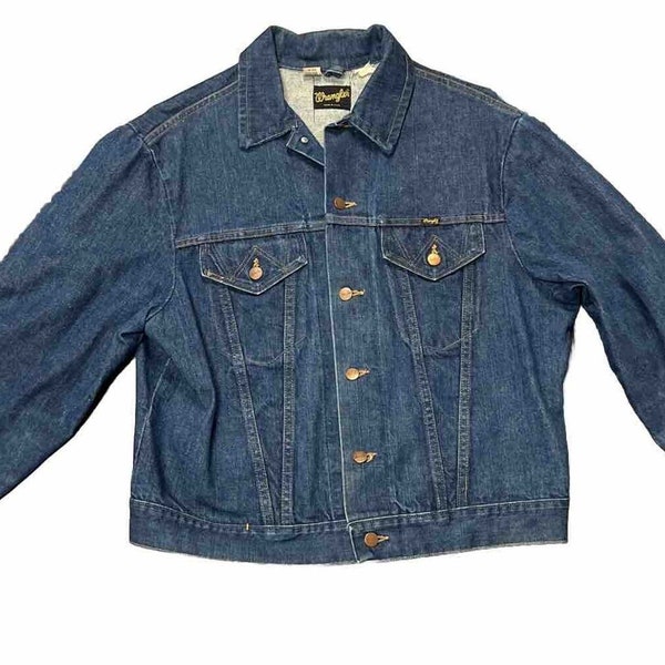Preowned Wrangler Jean Denim Button Standard Trucker Blue Jacket Coat 46 XL USA Vintage