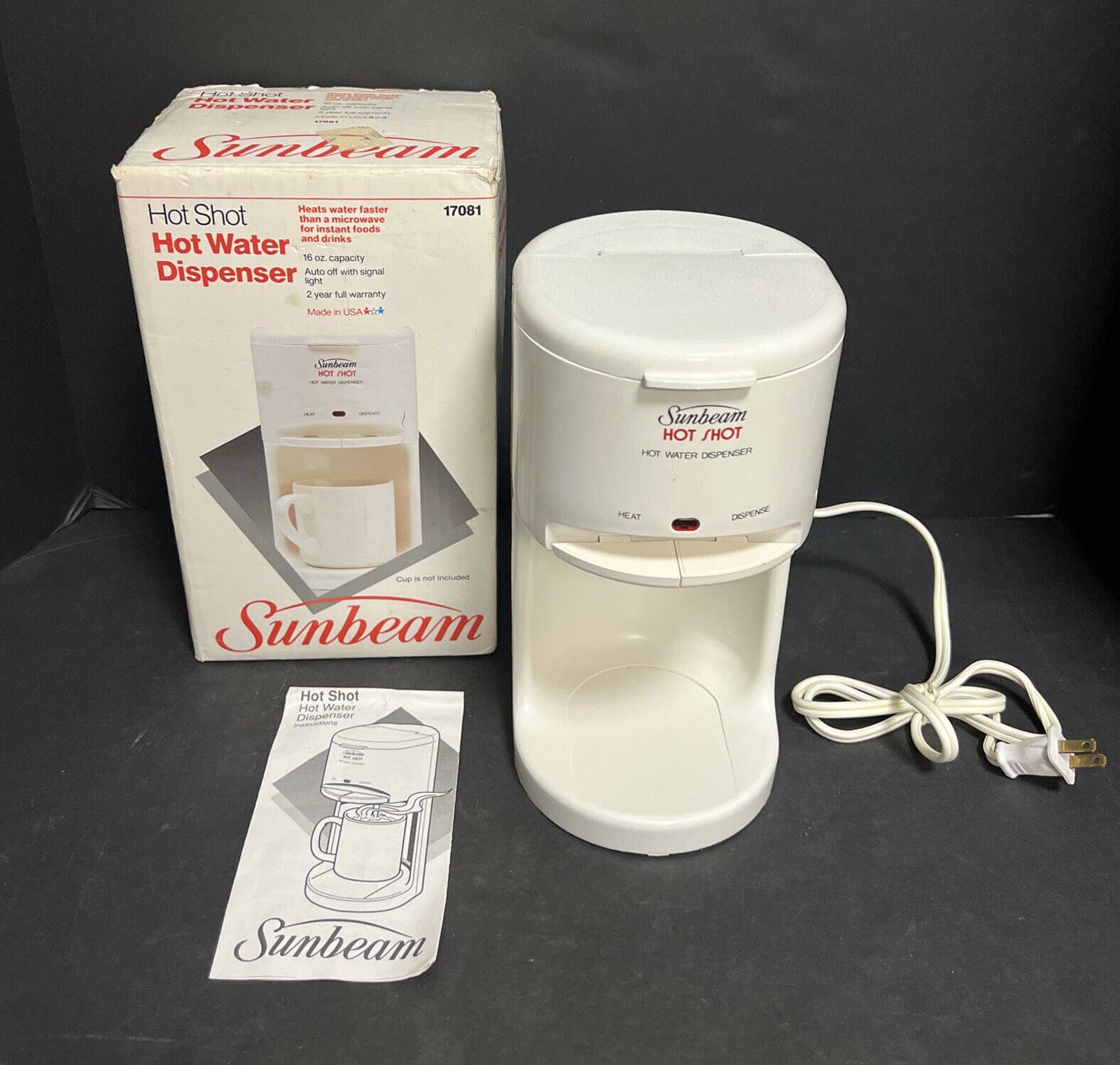 Vintage Sunbeam Hot Shot Hot Water Dispenser White Tested! Heats