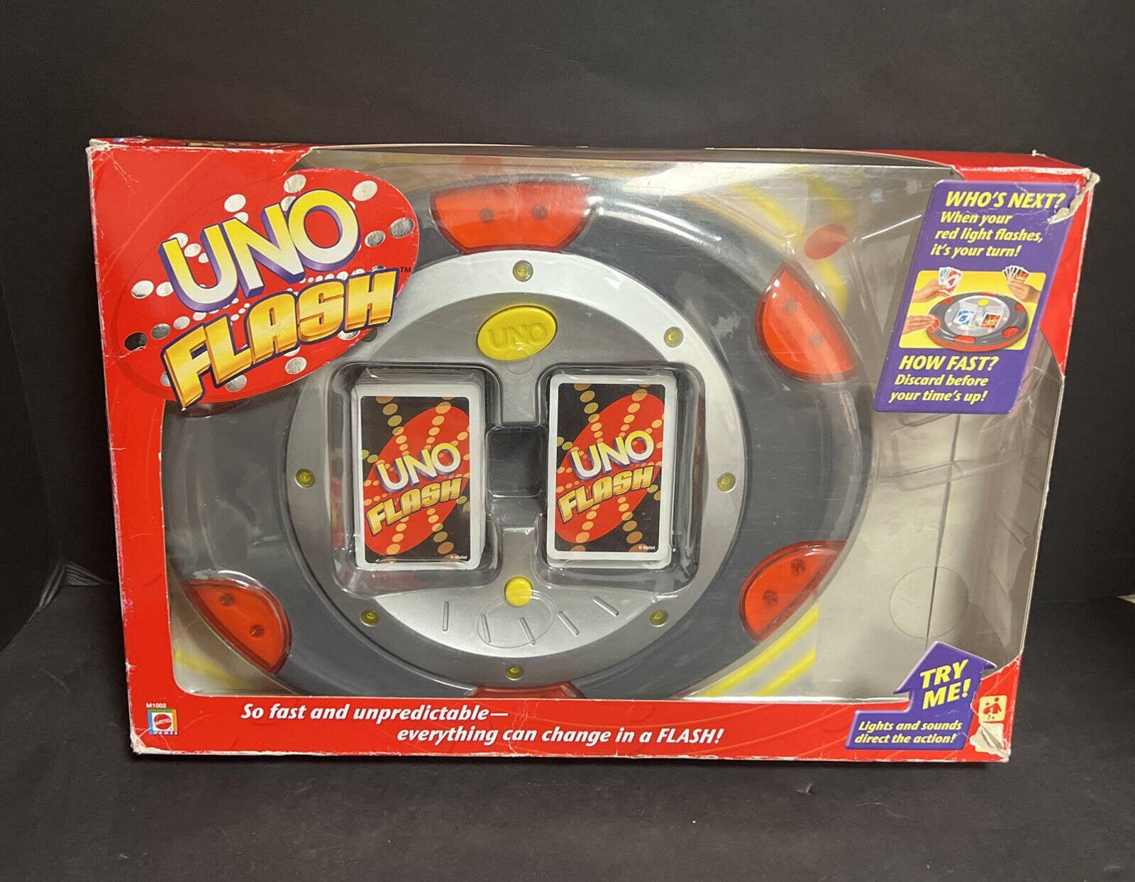 UNO Flash Electronic Card Game 100% Complete Tested Mattel 2010 Lights  Sounds 