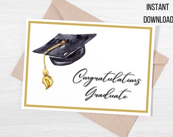 Graduation Printable Card, Congratulations Graduate Instant Download Printable Card