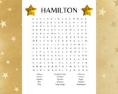 Hamilton Word Search, Printable Birthday Party Game (PDF, PNG, JPEG)