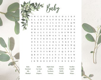 Eucalyptus Baby Shower Word Search Game (PDF, PNG, JPEG)