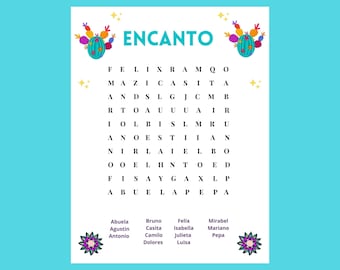 Encanto Word Search, Encanto Party Game, Instant Download Printable Encanto Word Search