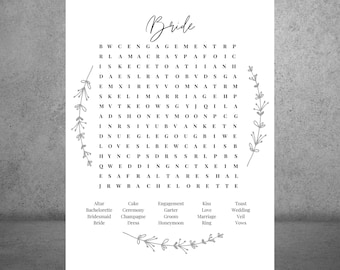 Bridal Word Search, Bridal Shower Word Search Game, Bridal Shower Ideas