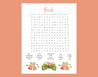 Bridal Word Search, Bridal Shower Word Search Game, Bridal Shower Ideas