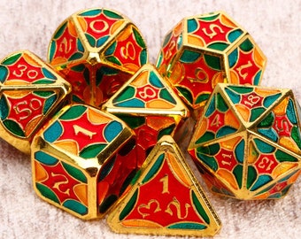 Colorful DnD Dice / Polyhedral dice / D20 D12 D10 D8 D6 D4 / Solid Metal Dice / Dungeons and Dragons / RPG Dice, D&D / Christmas Gifts