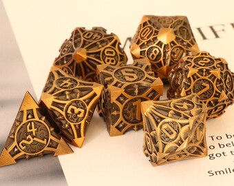 Antique Metal Dice Set / Polyhedral DND Dice / Metal Dice Set for Dungeons and Dragons / D&D / Rpg Dice / D20 D12 D10 D8 D6 D4