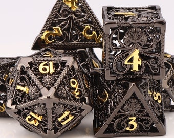 Hollow dice d&d metal dice set , RPG dice, Metal dnd dice set, polyhedral dice , dungeons and dragons , board games dnd dice metal dice gift