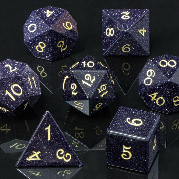 Starry Night - Gemstone Dice, 7 Piece of DnD Dice, Dungeons and Dragons, Polyhedral Dice, d&d, RPG MTG dice, D20 Dice, Moon Dice