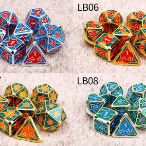 Colorful DnD Dice / Polyhedral dice / D20 D12 D10 D8 D6 D4 / Solid Metal Dice / Dungeons and Dragons / RPG Dice, D&D / Christmas Gifts image 4