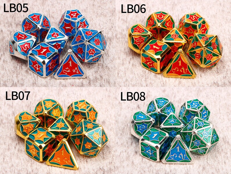 Colorful DnD Dice / Polyhedral dice / D20 D12 D10 D8 D6 D4 / Solid Metal Dice / Dungeons and Dragons / RPG Dice, D&D / Christmas Gifts image 4
