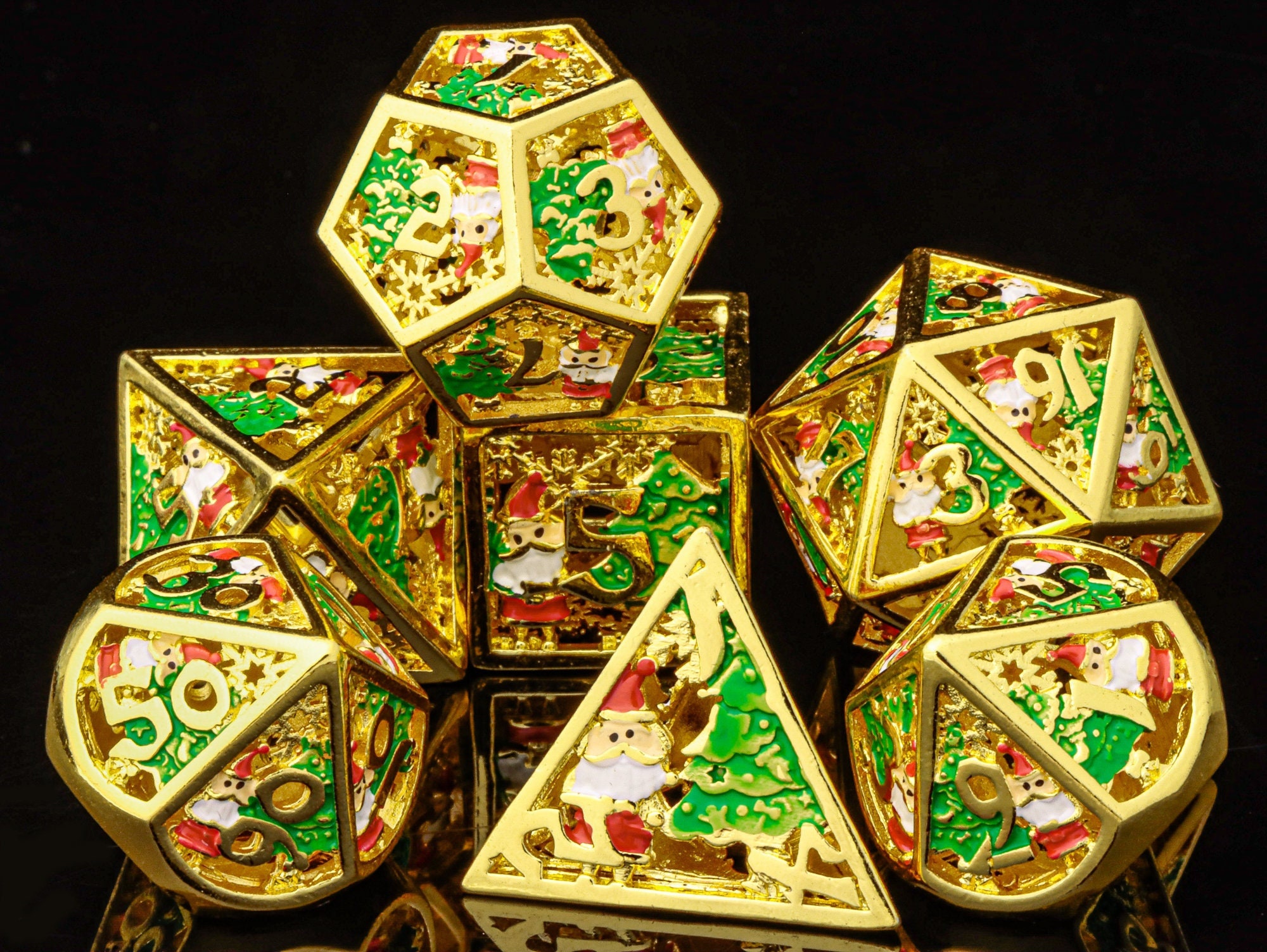 Christmas Dnd Dice Set / Metal Dice Set / Hollow Dnd Dice Set Etsy