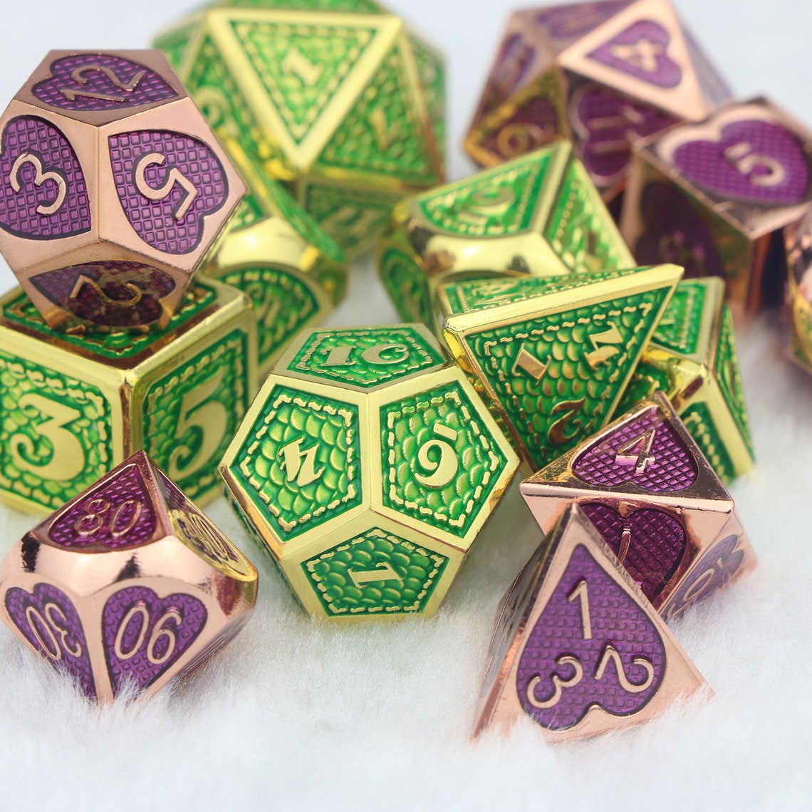 DnD Dice Set / Metal dnd dice / 7 Polyhedral Dice for Etsy