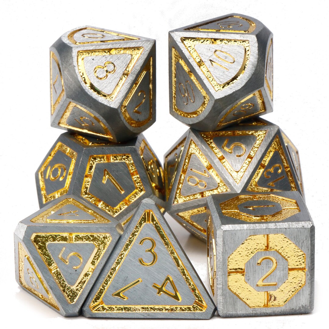 Yellow Dnd Dice Set / Solid Metal Dice / D20 D12 D10 D8 D6 D4 Etsy