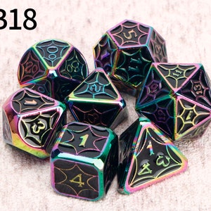 Colorful DnD Dice / Polyhedral dice / D20 D12 D10 D8 D6 D4 / Solid Metal Dice / Dungeons and Dragons / RPG Dice, D&D / Christmas Gifts LB18