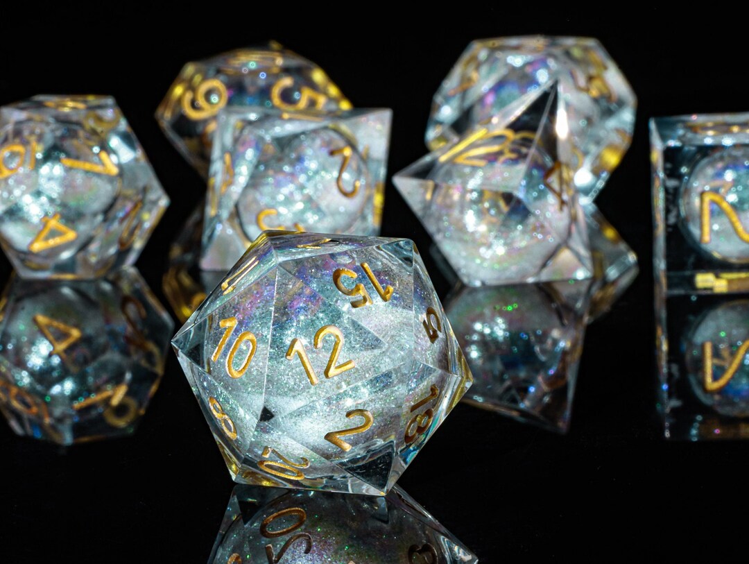 Dés De Jeu Œil De Dragon - 7 Pièces Noyau Liquide - D4 D6 D8 D10 D12 D20 D% - Pour D&D, RPG - Avec Boîte