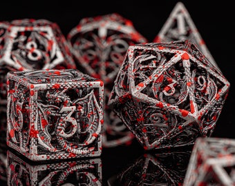 DnD Dice, Hollow Dice Set, Dragon's Blood Drops Dice, RPG Dice, dungeons and dragons, polyhedral d&d dice, D20 Dice, D6 Dice