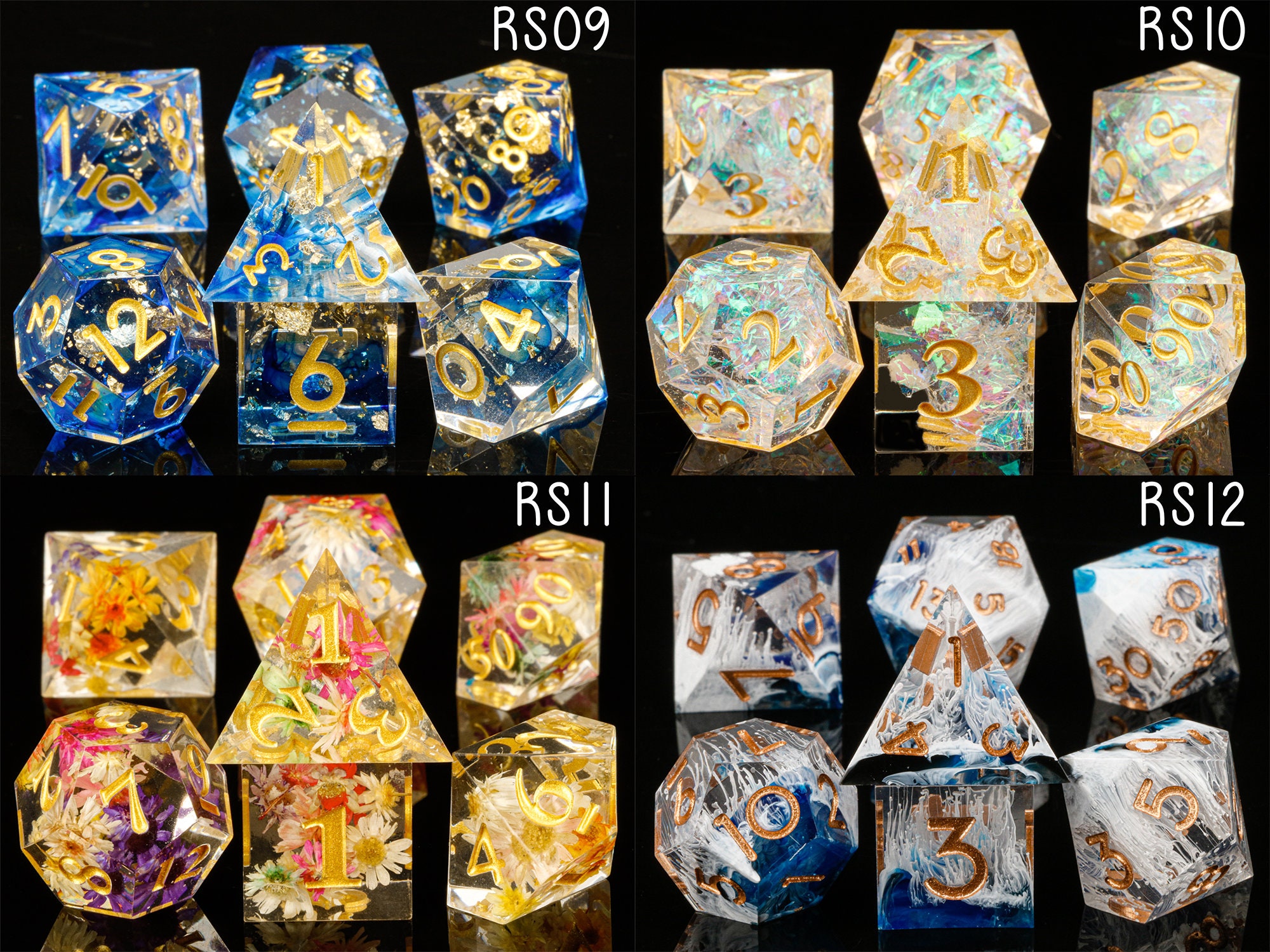 Leaves and Flowers Dice Dnd Resin Dice Set Polyhedral Dice Etsy Australia