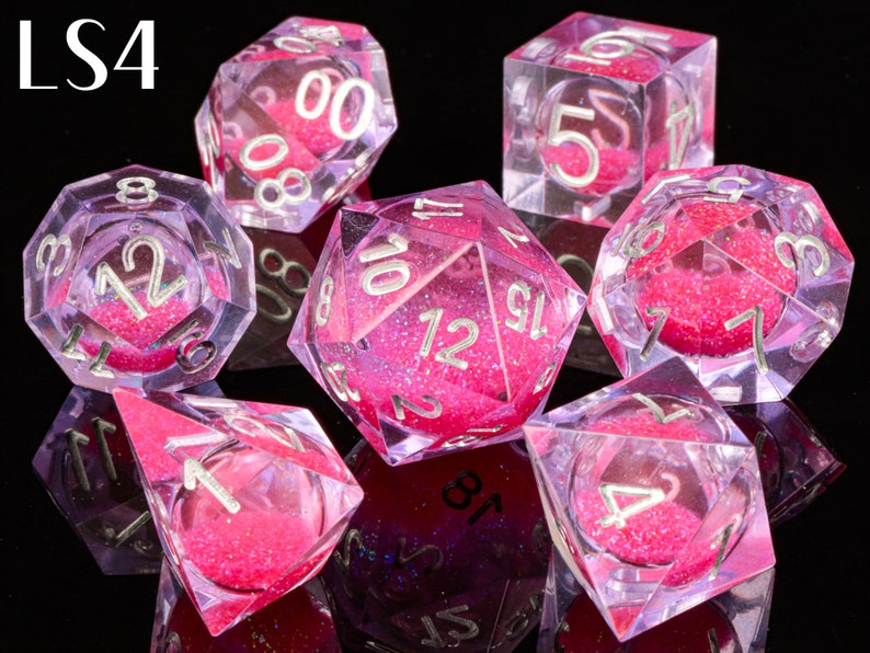 Purple Liquid Core Dnd Dice Resin Dice Set Liquid Heart Etsy