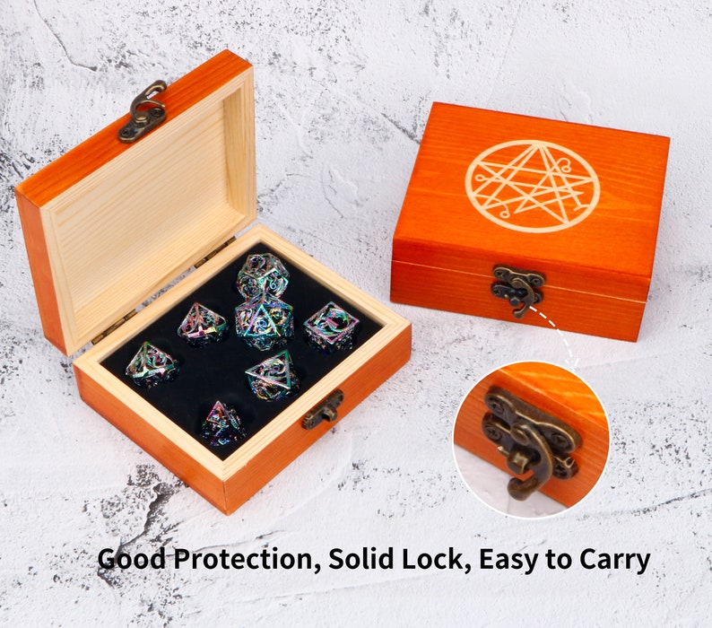 Colorful DnD Dice / Polyhedral dice / D20 D12 D10 D8 D6 D4 / Solid Metal Dice / Dungeons and Dragons / RPG Dice, D&D / Christmas Gifts image 9