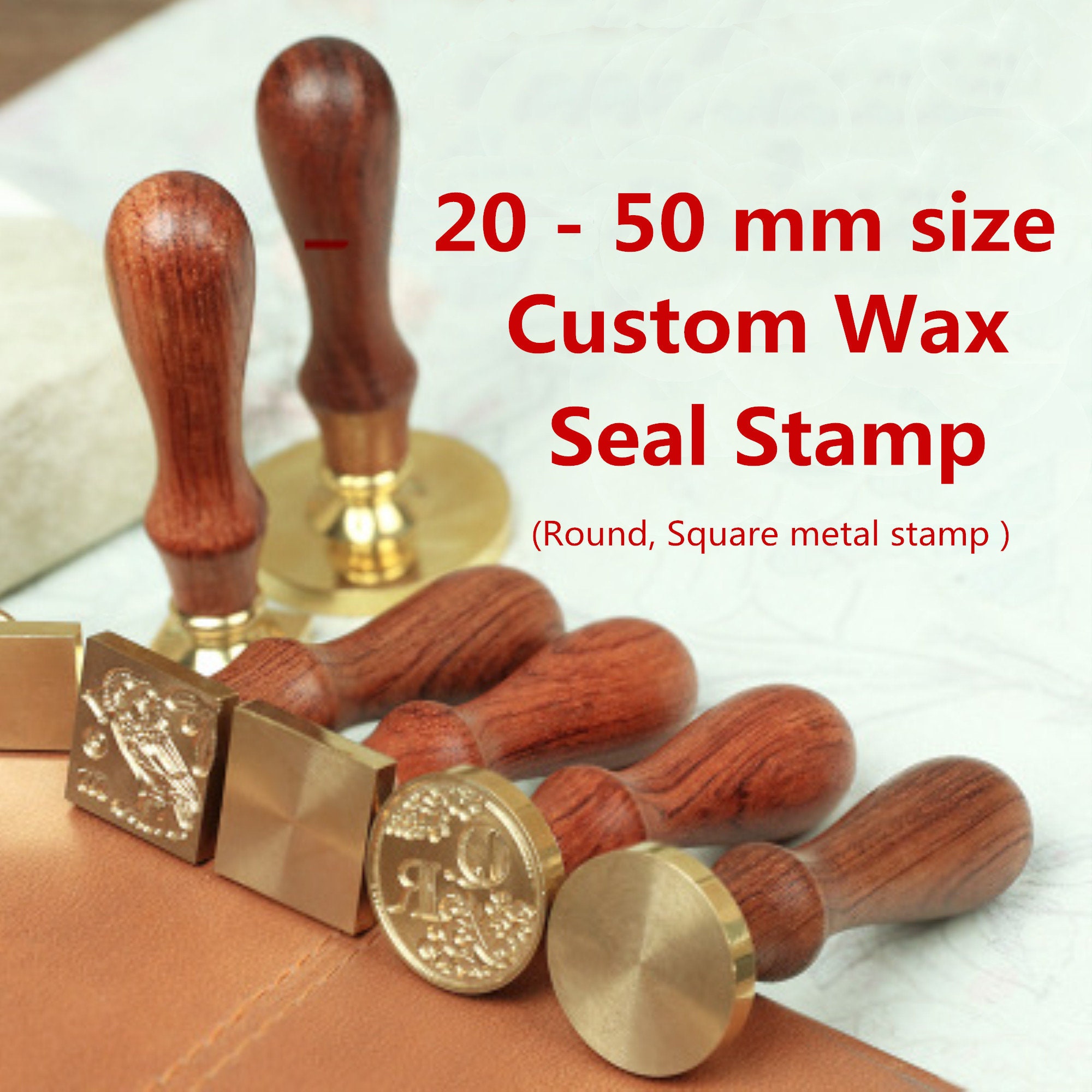 Custom Wax Seal Stamp - Custom Hexagonal Frame Laurel Wedding Monogram Wax Seal Stamp