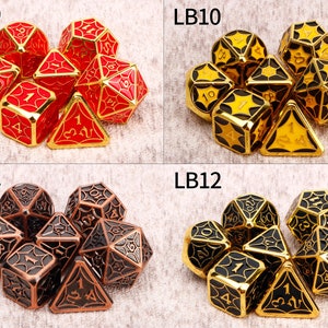 Colorful DnD Dice / Polyhedral dice / D20 D12 D10 D8 D6 D4 / Solid Metal Dice / Dungeons and Dragons / RPG Dice, D&D / Christmas Gifts image 5