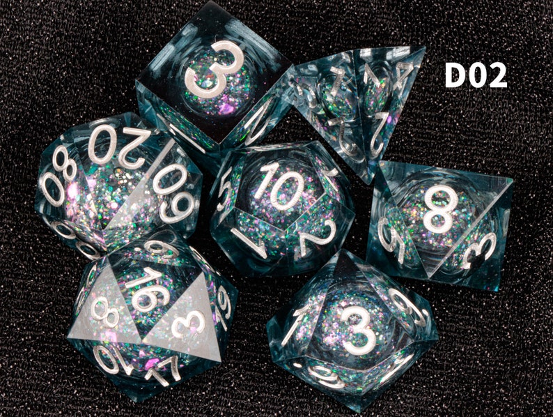 DND Liquid Core Dice Set Dnd Resin Dice Set Liquid Core Dice Etsy UK