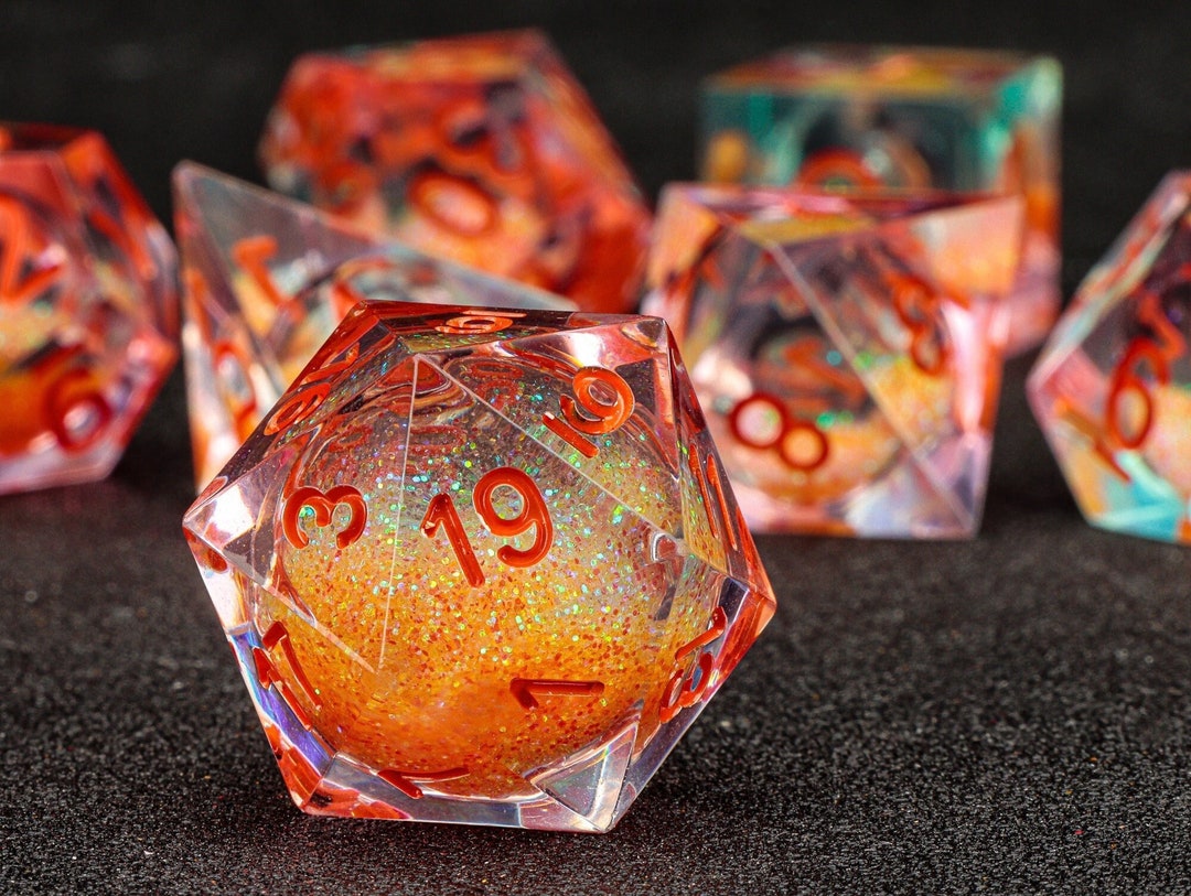 Liquid Core Dice Set, Resin Dnd Dice, Liquid Heart Dice, RPG Dice