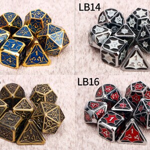 Colorful DnD Dice / Polyhedral dice / D20 D12 D10 D8 D6 D4 / Solid Metal Dice / Dungeons and Dragons / RPG Dice, D&D / Christmas Gifts image 6