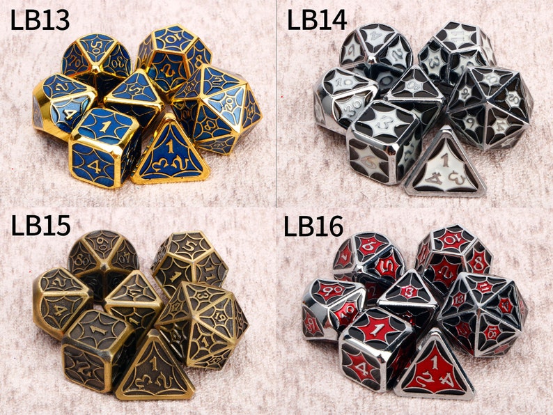 Colorful DnD Dice / Polyhedral dice / D20 D12 D10 D8 D6 D4 / Solid Metal Dice / Dungeons and Dragons / RPG Dice, D&D / Christmas Gifts image 6