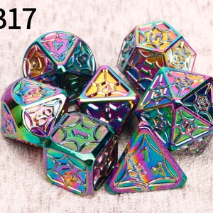 Colorful DnD Dice / Polyhedral dice / D20 D12 D10 D8 D6 D4 / Solid Metal Dice / Dungeons and Dragons / RPG Dice, D&D / Christmas Gifts LB17