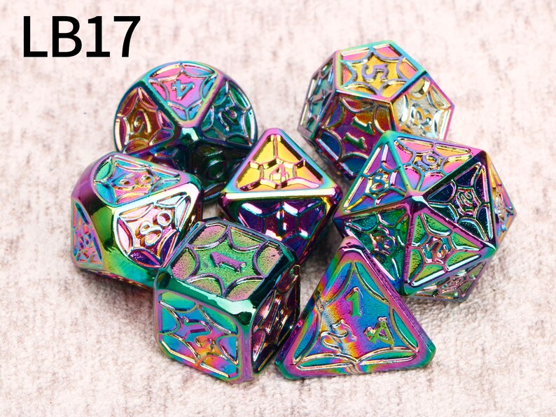 Colorful DnD Dice / Polyhedral dice / D20 D12 D10 D8 D6 D4 / Solid Metal Dice / Dungeons and Dragons / RPG Dice, D&D / Christmas Gifts LB17