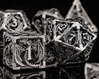 Hollow Dnd dice set, dungeons and dragons dice, metal dnd dice , d20 rpg dice, polyhedral dnd metal dice, D and D Dice, Metal d&d Dice