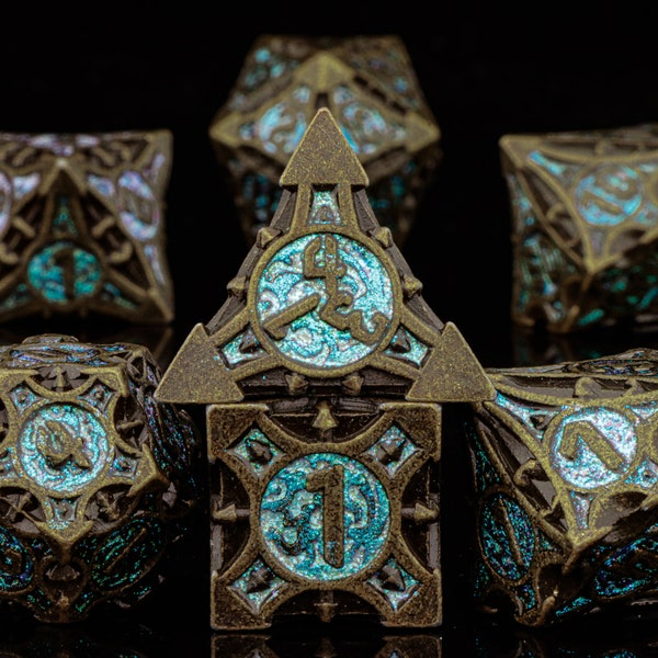 Blue Dnd Metal Dice / DnD Dice Set / Polyhedral D20 Dice / Dragon Scale Dice Set for Dungeons and Dragons / D&D RPG Dice / Dice Gifts