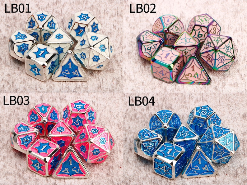 Colorful DnD Dice / Polyhedral dice / D20 D12 D10 D8 D6 D4 / Solid Metal Dice / Dungeons and Dragons / RPG Dice, D&D / Christmas Gifts image 3