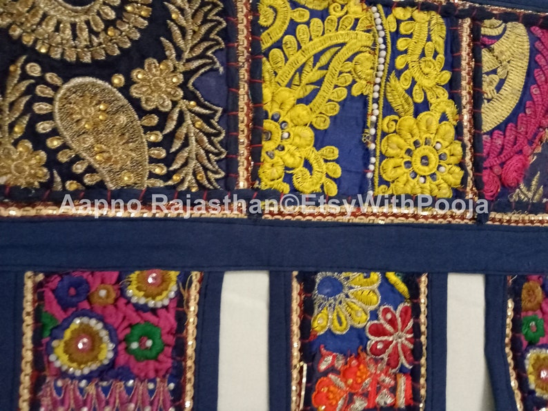 Door Window Bandarwar Valance Banjara Textile Boho Curtain,Door Hanging Embroidered Blue Patchwork Beautiful Indian Handmade Hippie Toran