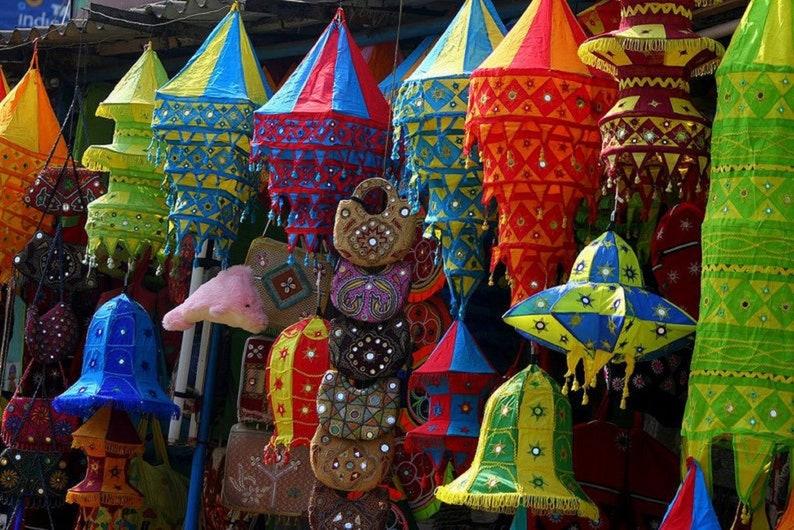 5 Pcs Lot Cotton Fabric Lampshades Indian Wedding Decor Etsy