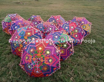 Beautiful Rajasthani Patchwork Handmade Garden Umbrella Event Based Cotton Quilted Umbrella Ethnic Vintage Sun Protected Beach Parasol(10pc)