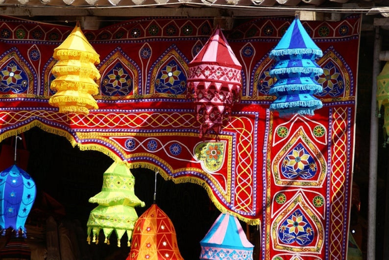 5 Pcs Lot Cotton Fabric Lampshades Indian Wedding Decor Etsy