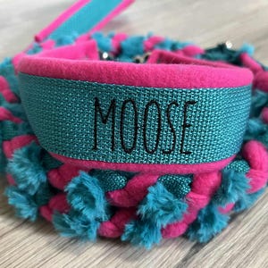 4-Strand Braided Slip Leash with Faux Fur