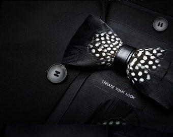 HANDMADE - Feather Bow Ties Men's Luxury Bowtie With Box / Fashion Peacock Feather / Bow Ties For Men (Business Party Wedding Christmas)