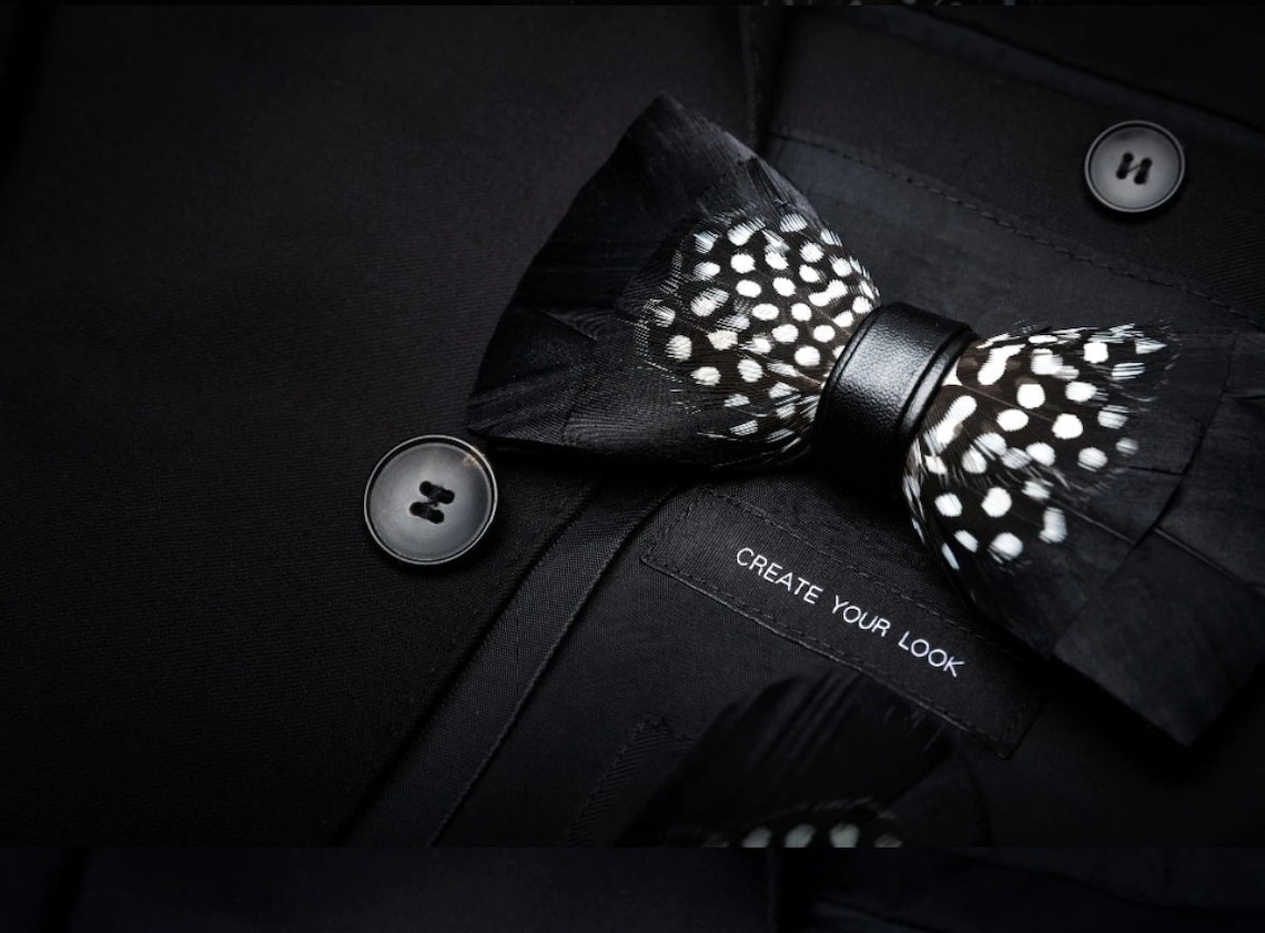 mens feather bow tie