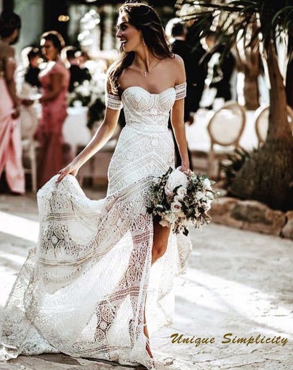 white lace wedding dress