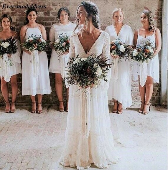 boho bridesmaid dresses lace