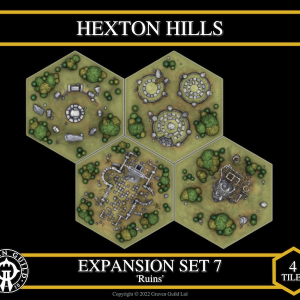 Hexton Hills Expansion Set #7 - 'Ruins' - for Tabletop RPGs | D&D, Pathfinder, Warhammer, Fantasy, Hex Crawl, and Many More!