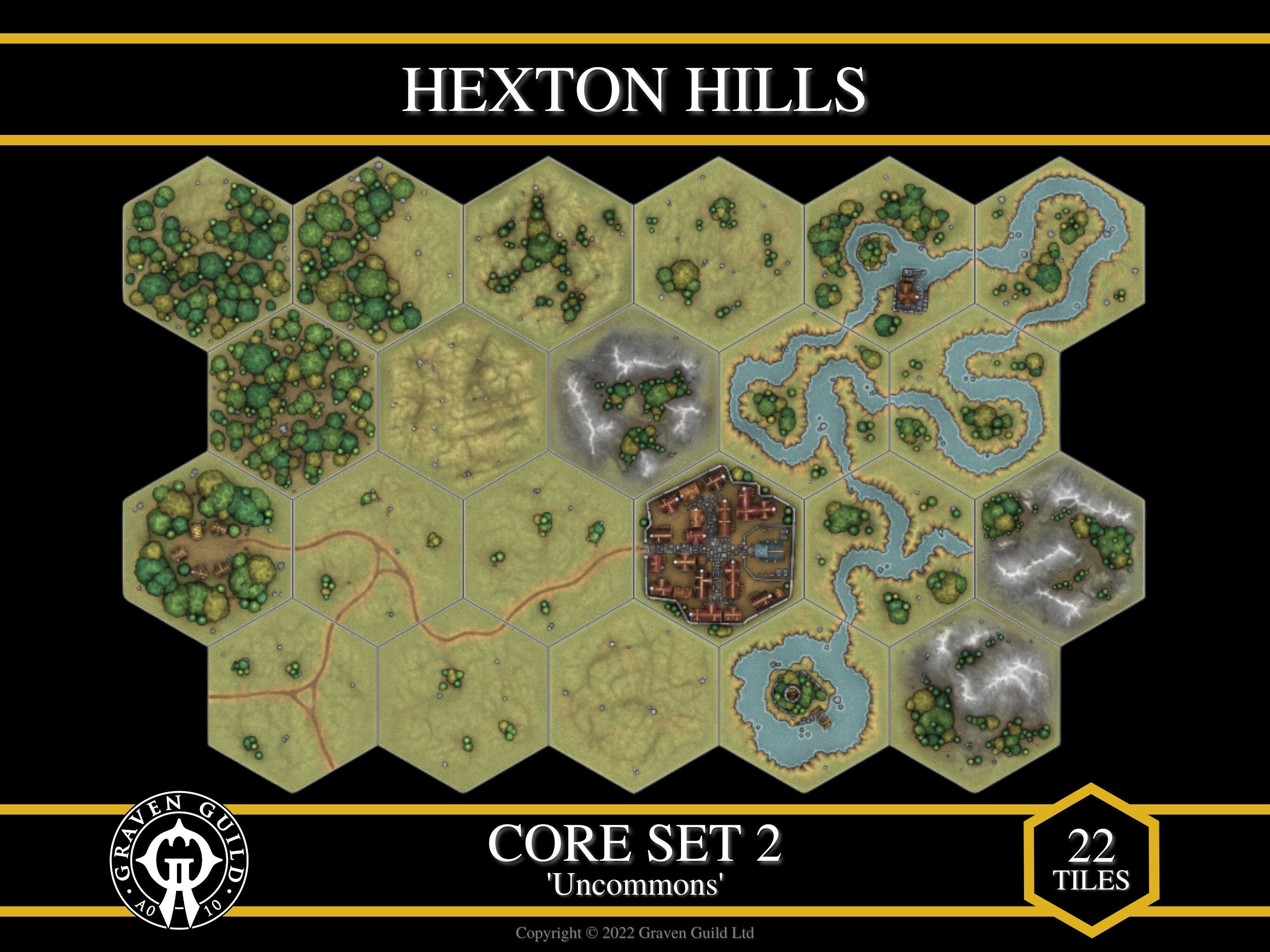 Hexton Hills Core Set 2 for Tabletop Rpgs D&D, Pathfinder, Warhammer, Fantasy, Hex